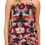 Sam Edelman Sam‎ Edelman Stella Floral Tiered Tank Top Red Black Large Photo 0
