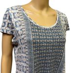 Lucky Brand Boho Print Tee Shirt Rounded Hem Tshirt Short Cap Sleeve Womens L Photo 4