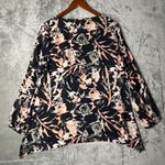 Juicy Couture  Women’s Floral V-Neck Top Size L Black Pink Glitter Elegant Romantic Dressy Photo 1