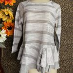 Doe & Rae ✅3/$30✅ NWT  Grey/White Striped Ruffle BabyDoll Top | SMALL | Photo 0