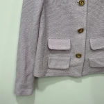 St. John Womens Blazer Small Purple Knit Cashmere Wool Gold Button Jacket Pocket Photo 5