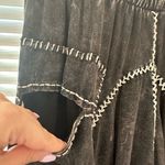 90s Vintage Black Whimsigoth Flowy Skirt with White Stitching Photo 3