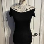 Michael Stars Vintage Off Shoulder Fit Bodice Whimsygoth rave short sleeve retro pinup rockabilly size S cropped top with boat neck and cold shoulder design. Black Photo 0