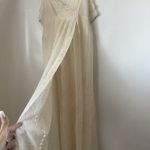 Vintage Long Chemise Night Gown Floral Faux Wrap Striped Lace Sheer Petite Size undefined Photo 6