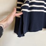 Gap Sweater Women Sz XL Navy White Turtleneck Striped Heavyweight Cotton Slits Photo 4