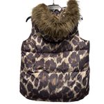 Coach NWOT Hooded Animal Print Down Puffer Vest with Removable Faux Fur Photo 2