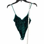 Vintage Alana Gale Thong Bodysuit Womens M Green Velvet Velour Sultry Night Out Size M Photo 4