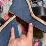 Coach Eaton Black Leather Denim Wedge Sandals Size 8.5 Photo 9