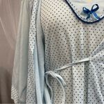 LATI Nightgown Sleepwear Light Blue Robe Set Polka Dot Trim Size M Photo 4