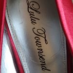 Lulu Townsend  Red Satin Peep-Toe Pumps 8 Photo 2