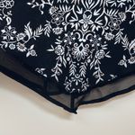 Roz & Ali  | Black Floral and Beaded Neckline Blouse | Large Photo 3