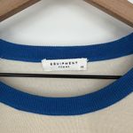 EQUIPMENT FEMME Silk Baseball Style Long Sleeve Sweater Top XS Cream Blue Photo 2