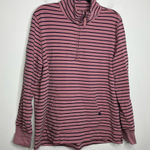 L.L. Bean pink & navy blue striped quarter‎ zip pullover women’s size XL casual Photo 0