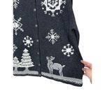 Holiday Lodge by Northcrest Christmas‎ Snowflakes Deer Cardigan Sweater XL Gray Photo 1
