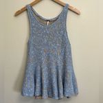 Free People  Knitted Top Women’s Small Blue Tan Side by Side Peplum Tank size S Photo 1