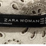 ZARA  White Grey Bandana Print Lace Up Neckline Long Sleeve Blouse Photo 1