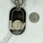 Liz Claiborne  Silver Tone Chunky Logo Bag Charm Keyring Keychain Photo 1