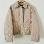 Burberry NWOT $1439 Quilted Country Jacket Cropped Long-Sleeve Zip Snap Neutral Photo 2