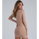 Windsor  beige long sleeve Fiercely Bold Dragon Graphic Mini Dress sexy slashes​ Photo 3