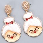 New Holiday Fashion Mrs. Claus/Granny Pearl Bead Design Alloy Stud Earrings Photo 1