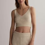 Oysho Knitted Beige Tan Crop Top Photo 0