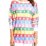 Wildfox Roadtrip Stellar Pullover Stars and Stripe Oversized Sweatshirt Nwt Photo 0
