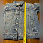 Sam Edelman Billie Oversized Trucker Jacket Med Rhinestone Embroidery Concert Photo 5