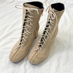 Nude Tan Faux Suede Ren Fair Witchy Pirate Wench Lace Up High Heel Boots 9 Photo 0