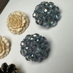 Flower / Bead Cluster Clip On Earrings Vintage 1 Hong Kong 1 West Germany 3 Pr Photo 11