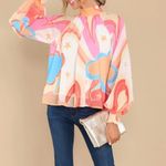 Multi Color Patterned Top Pink Size XL Photo 6