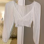 PacSun White Puff Sleeve Crop Top Photo 0