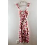 Sugar + Lips Floral Belted Tie Waist Tiered Ruffle Hem Midi Dress Pink Medium Photo 1