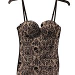Spirit Halloween Spirit Sexy Size L Damask Skulls Flocked Bustier corset pinup Boudoir Black Photo 0
