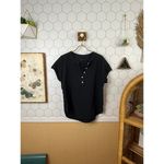 Quince Black 100% Organic Cotton Gauze Roll Sleeve Shirt - Size - Small Photo 1