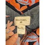 World Market Navy Floral Boho Peasant Tropical Ethereal Maxi Dress Pockets L/XL Blue Size L Photo 7