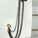 Free People Party Party Ear Chain Cuff Amber Rhinestone Gunmetal NWT Bohemian Photo 5