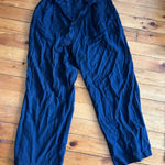 Uniqlo Navy Blue Pants trousers tie waist cotton linen xl Photo 0