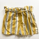 Stradivarius Striped Shorts Paper Bag Waist Casual Yellow White Black M Summer Photo 3