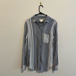 Anthropologie  Maeve Blue Striped Button Down Shirt‎ Relaxed Fit Casual Medium Photo 1