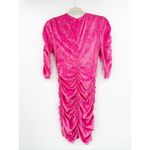 Ganni Pink Velvet 3/4 Sleeve Ruched Mini Dress Size 38/US 6 Photo 5