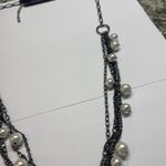 New York And Company NWT Statement Costume Beaded Necklace Black / White Bead Photo 2