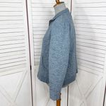 Orvis Floral Embroidery Quilted Quarter Zip Pullover Sweatshirt Blue Medium Photo 1