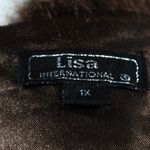 Vintage 1990s Brown Knit Cardigan with Faux Fur Collar – Plus Size 1X Photo 8