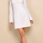 Lulus Elegant Cutie Ivory Bow Long Sleeve Backless Mini Dress Photo 1