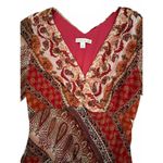 Westport  1962 Dress Size 10 Medium BOHO Peasant Metallic Gold Red Midi Abstract Photo 3