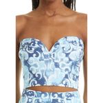 Alexis  Isola Crop Top Women's Large Blue‎ Linen Blend Strapless Smocked Back NWT Photo 9
