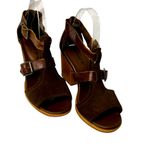 Timberland  Sandals Strafford Block Wooden Heels Open Toe Suede Leather Brown 8.5 Photo 4