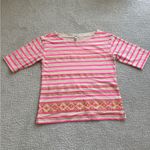 J.Crew Top Size Small Striped Embroidered Pink Career Workwear Preppy Photo 1