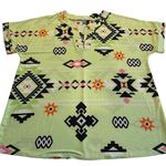 Sew in Love Aztec Design Shirt women’s size Large lime green black v Photo 0