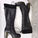 Steve Madden  Size 6 Nitefall Black Leather Heeled Lace-Up Knee High Combat Boots Photo 2